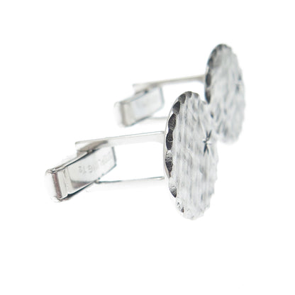 925 Sterling Silver Antique Art Deco Textured Oval Cufflinks