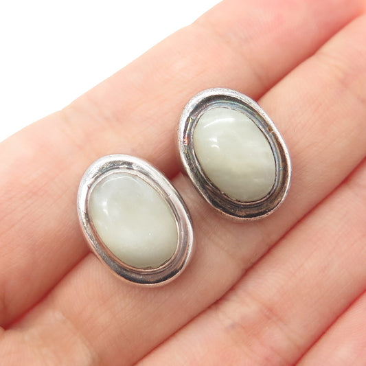 925 Sterling Silver Vintage Real Mother-of-Pearl Oxidized Earrings