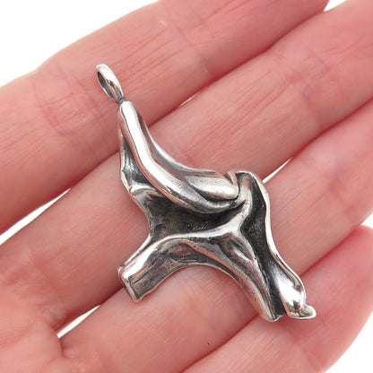 925 Sterling Silver Vintage Modernist Oxidized Charm Pendant