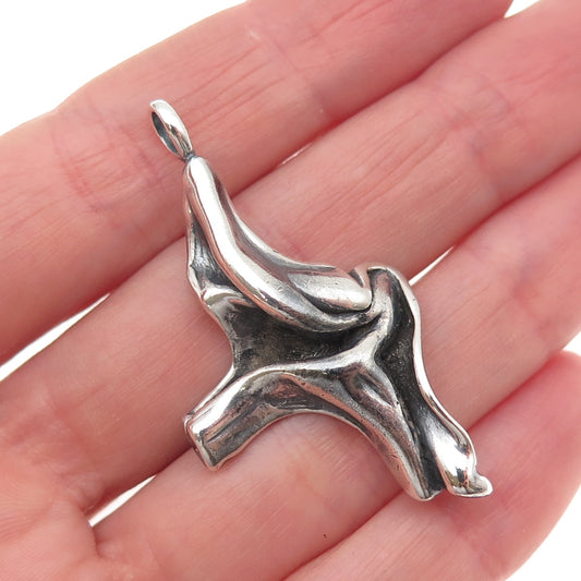 925 Sterling Silver Vintage Modernist Oxidized Charm Pendant