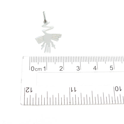 925 Sterling Silver Vintage Modernist Stork Bird Charm Pendant