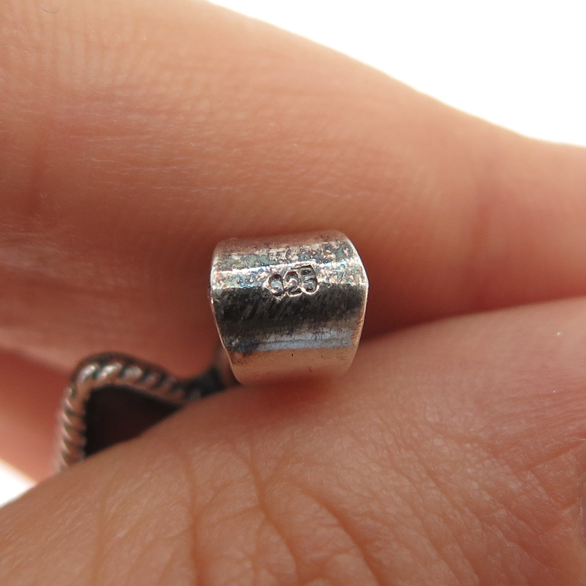 925 Sterling Silver Vintage Real Oval-Cut Blue Topaz Cross Oxidized Pendant