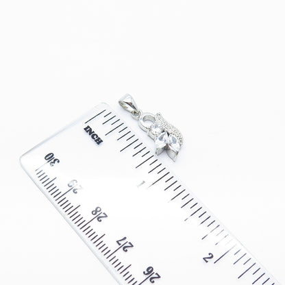 925 Sterling Silver C Z Textured Pendant