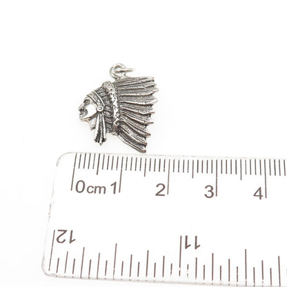 925 Sterling Silver Vintage 1982 Southwestern Indian Chief Mini Charm Pendant