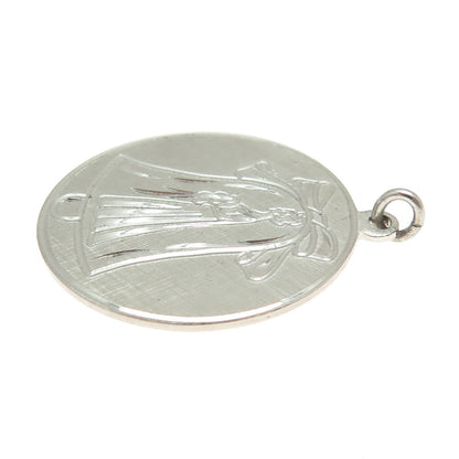 ANSON 925 Sterling Silver Vintage Bride Wedding Round Pendant