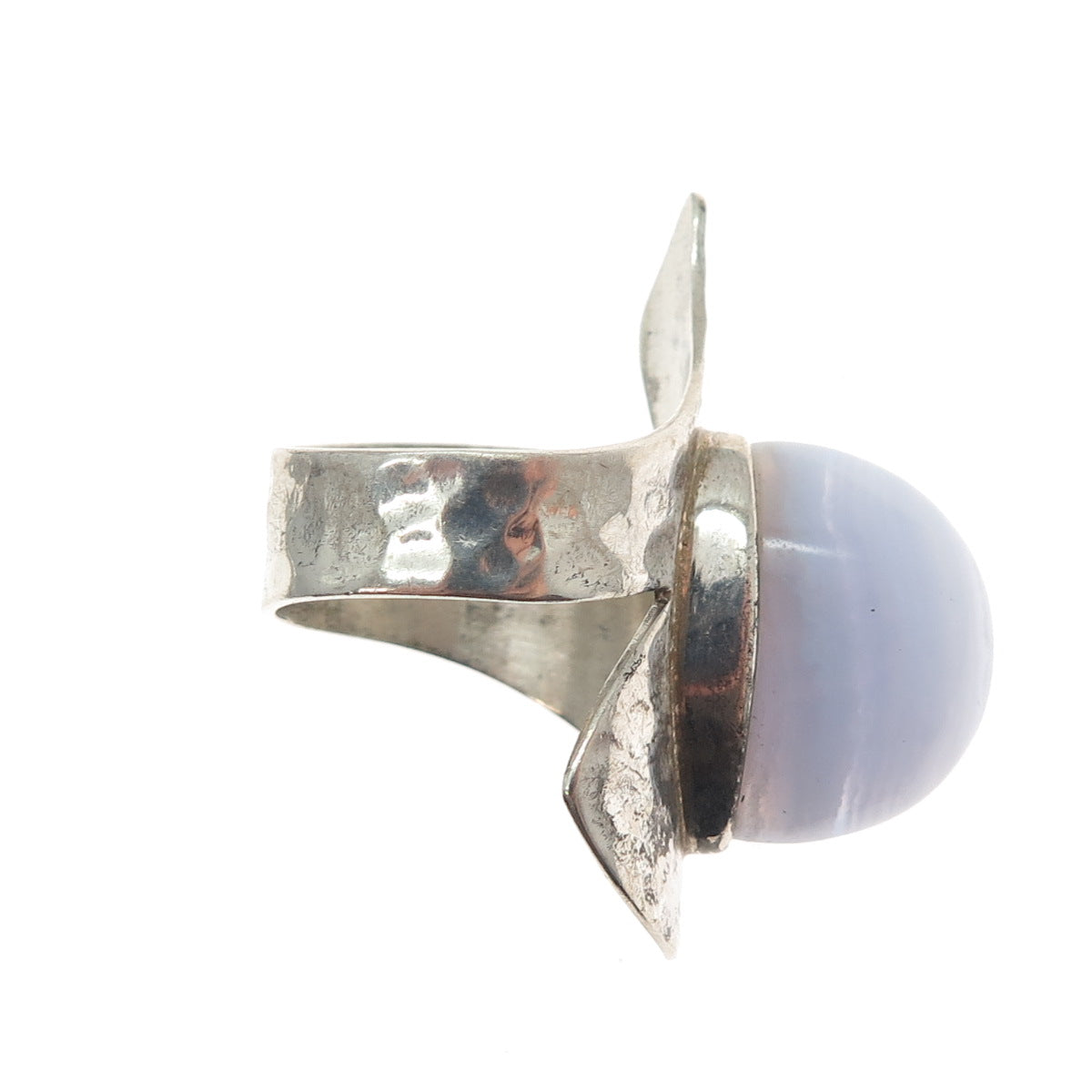 JAY KING DESERT ROSE Sterling Silver Vintage Lace Agate Hammered Ring Size 7.25