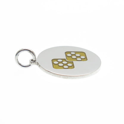 925 Sterling Silver Yellow Enamel Number 12 Lucky Dice Minimalist Charm Pendant