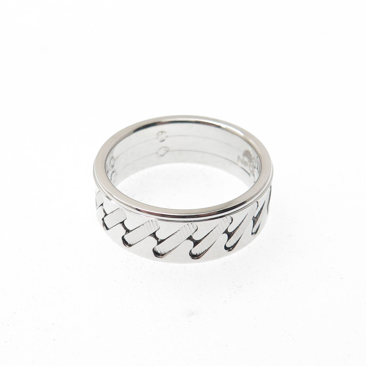 NEOS 925 Sterling Silver Textured Sewing Stitches Band Ring Size 10