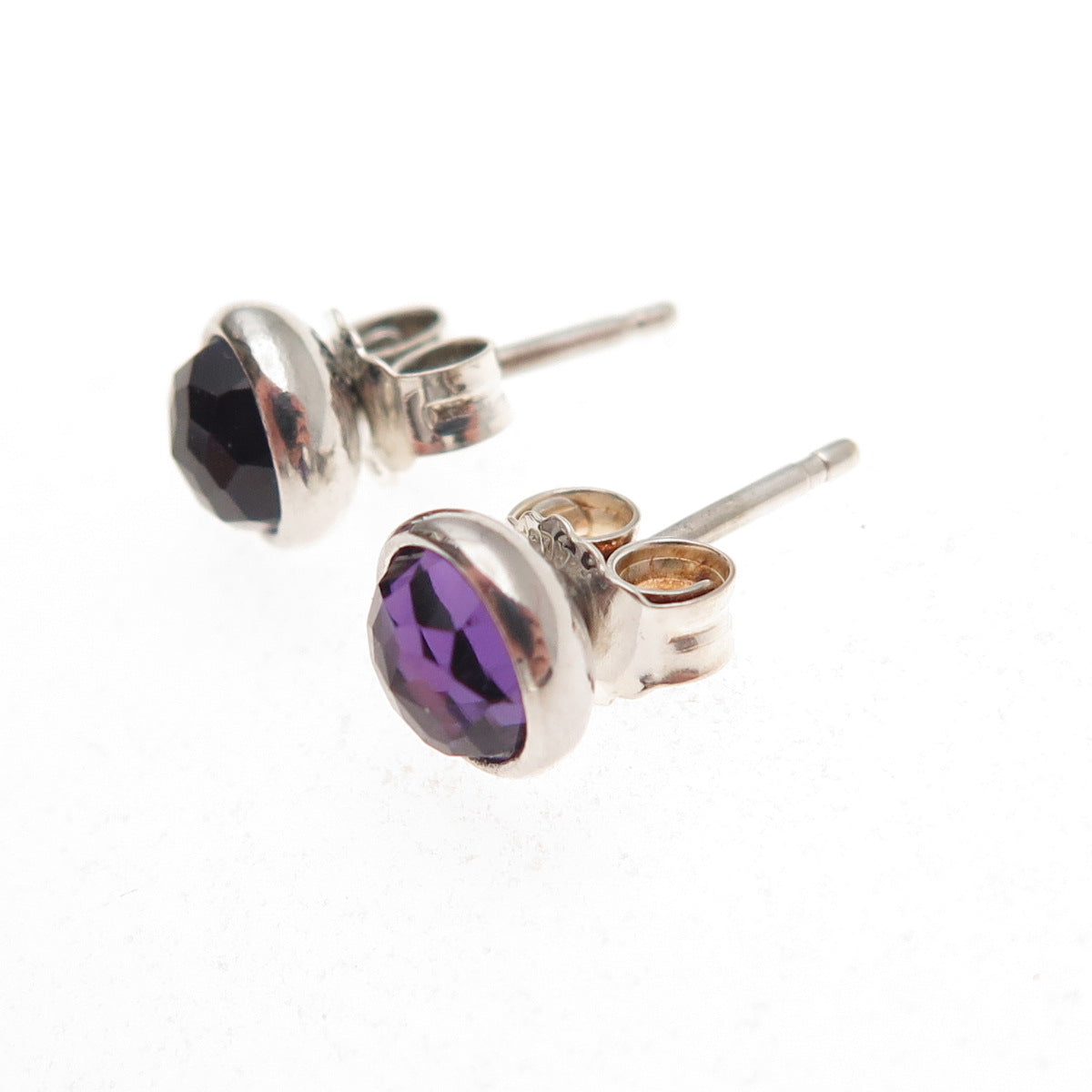 Pandora 925 Sterling Silver Real Amethyst February Birthday Blooms Stud Earrings