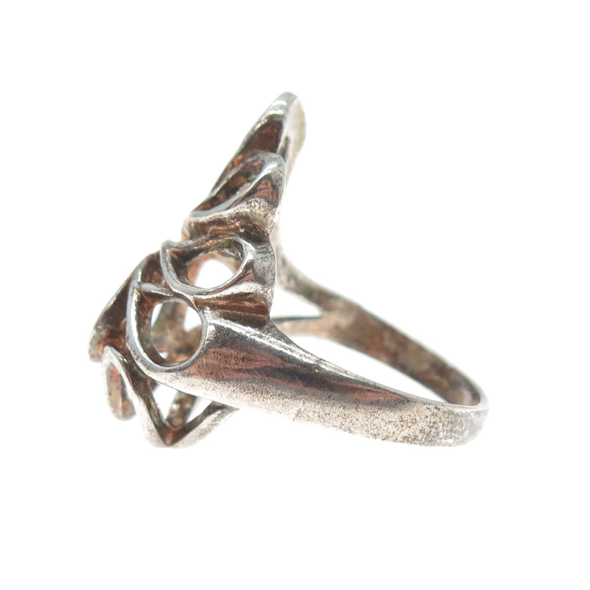 TOMMY LONG 925 Sterling Silver Vintage Modernist Wavy Ring Size 7.75