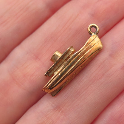 925 Sterling Silver Gold Plated Vintage Maid of the Mist Boat Charm Pendant