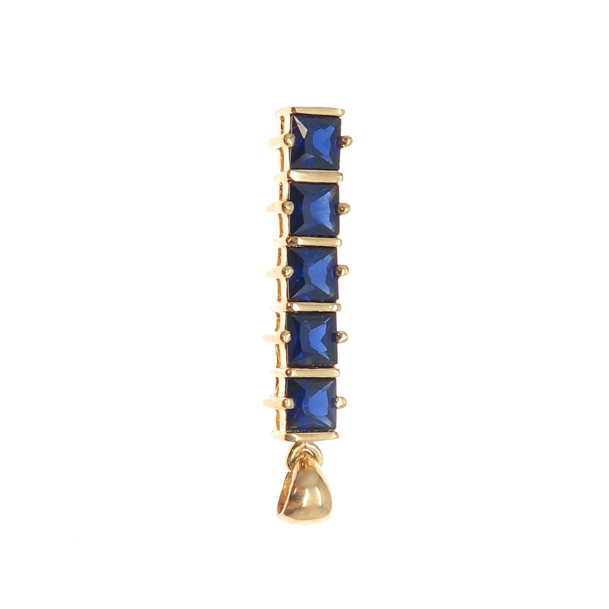 925 Sterling Silver Gold Plated Lab-Created Sapphire Bar Charm Pendant