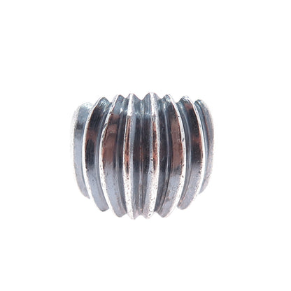 925 Sterling Silver Vintage Modernist Ribbed Oxidized Ring Size 5.25