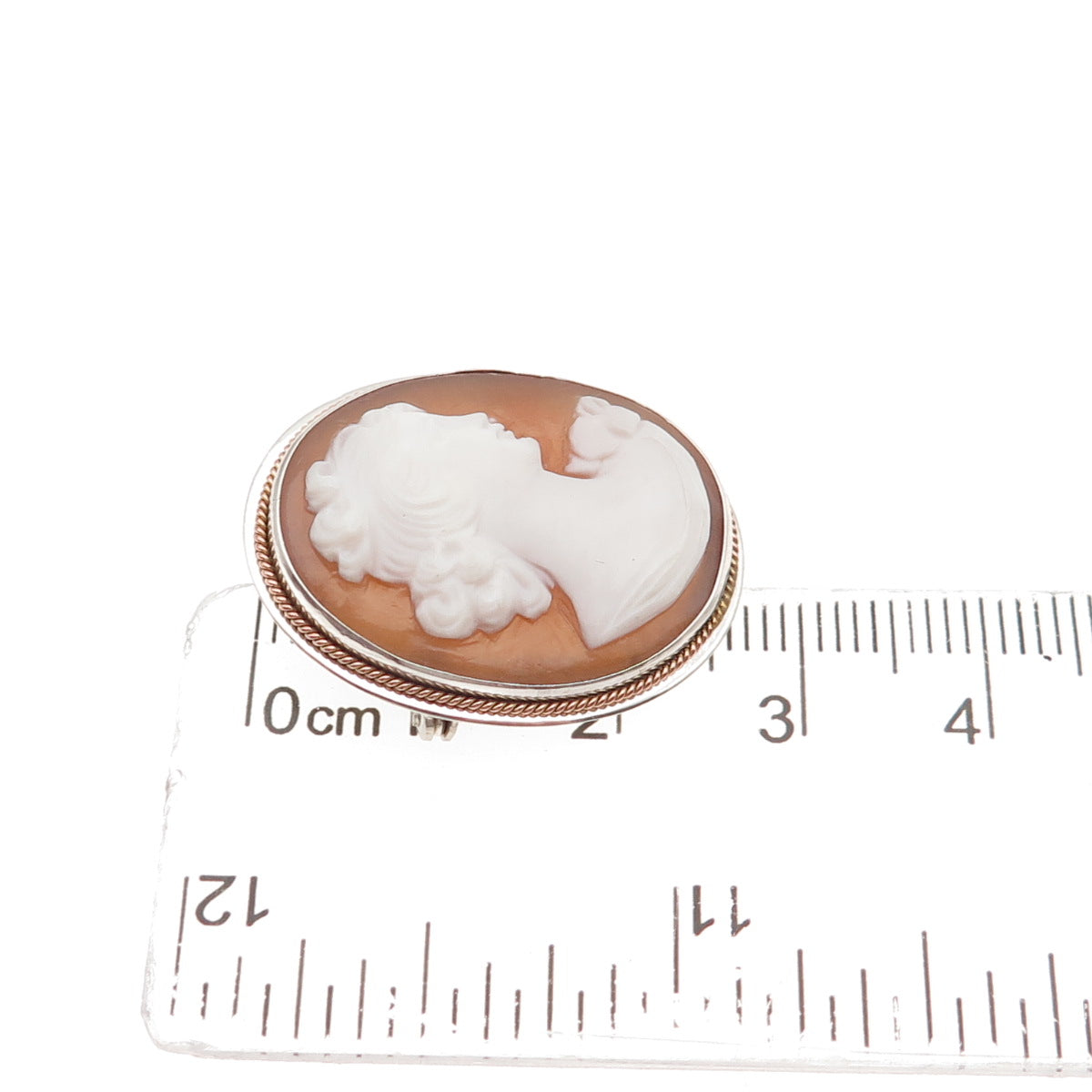 900 Silver 2-Tone Vintage Real MOP Carved Lady Cameo Pin Brooch / Pendant