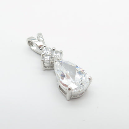 925 Sterling Silver C Z Teardrop Slide Pendant