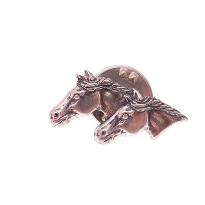 Beau & B.A. Ballou 925 Sterling Antique Art Deco Horse Couple Tie Tack Lapel Pin