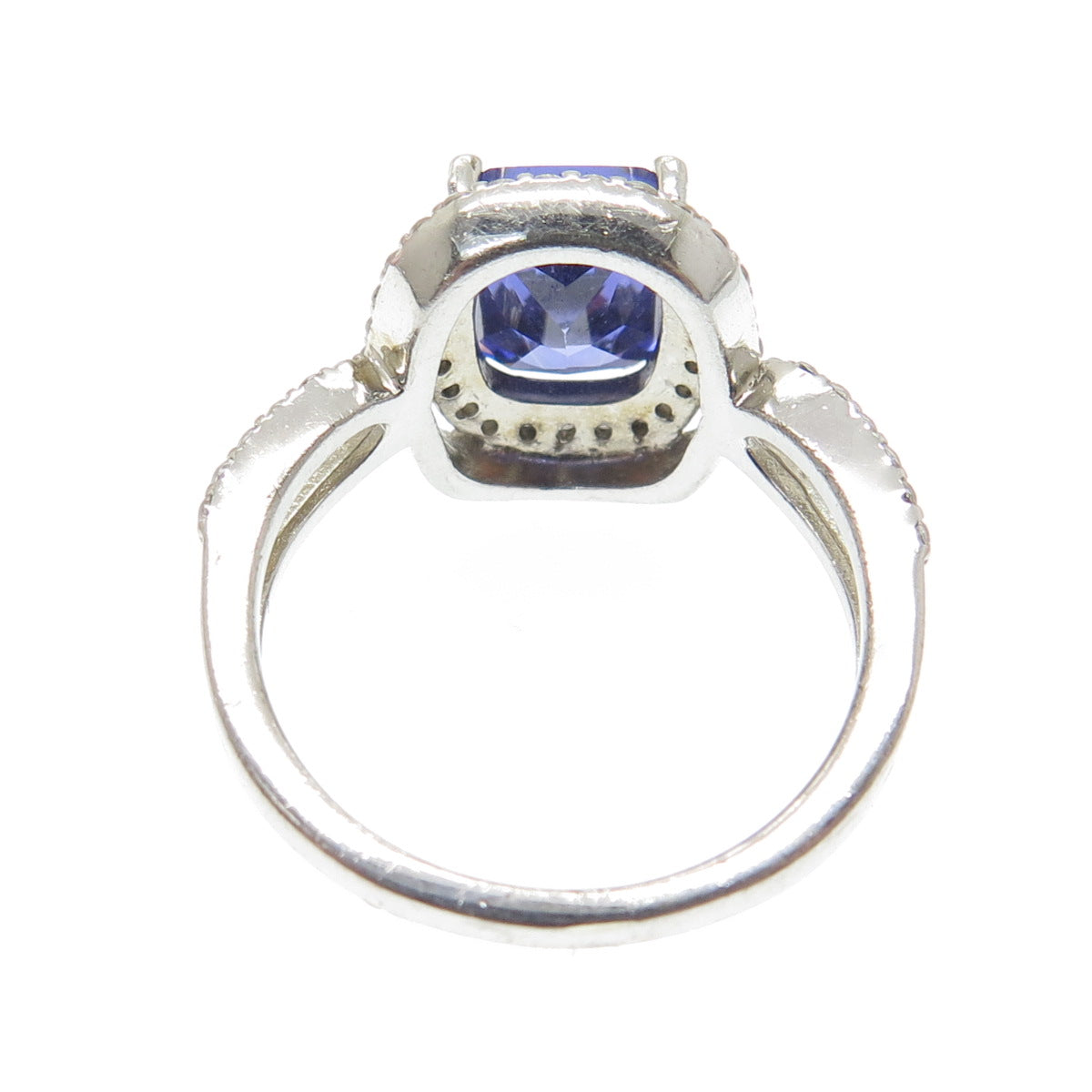 925 Sterling Silver White & Blue C Z Ring Size 8