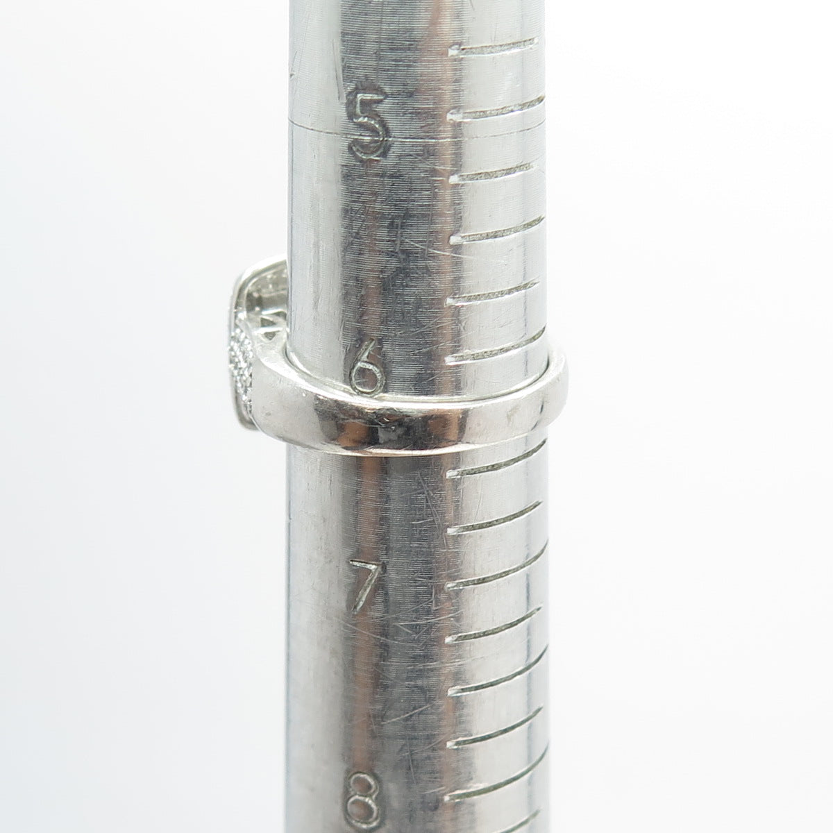 925 Sterling Silver Princess & Round-Cut C Z Engagement Ring Size 6.5