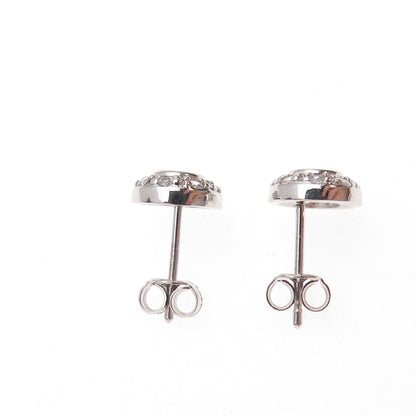 925 Sterling Silver Round-Cut C Z Stud Earrings