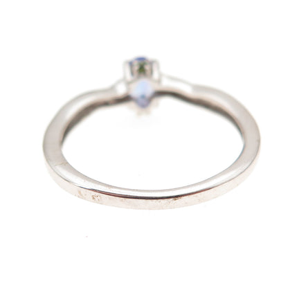 Chuck Clemency 925 Sterling Silver Real Tanzanite & White Topaz Ring Size 8