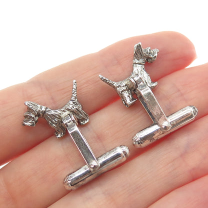 925 Sterling Silver Vintage Scottish Terrier Oxidized Cufflinks
