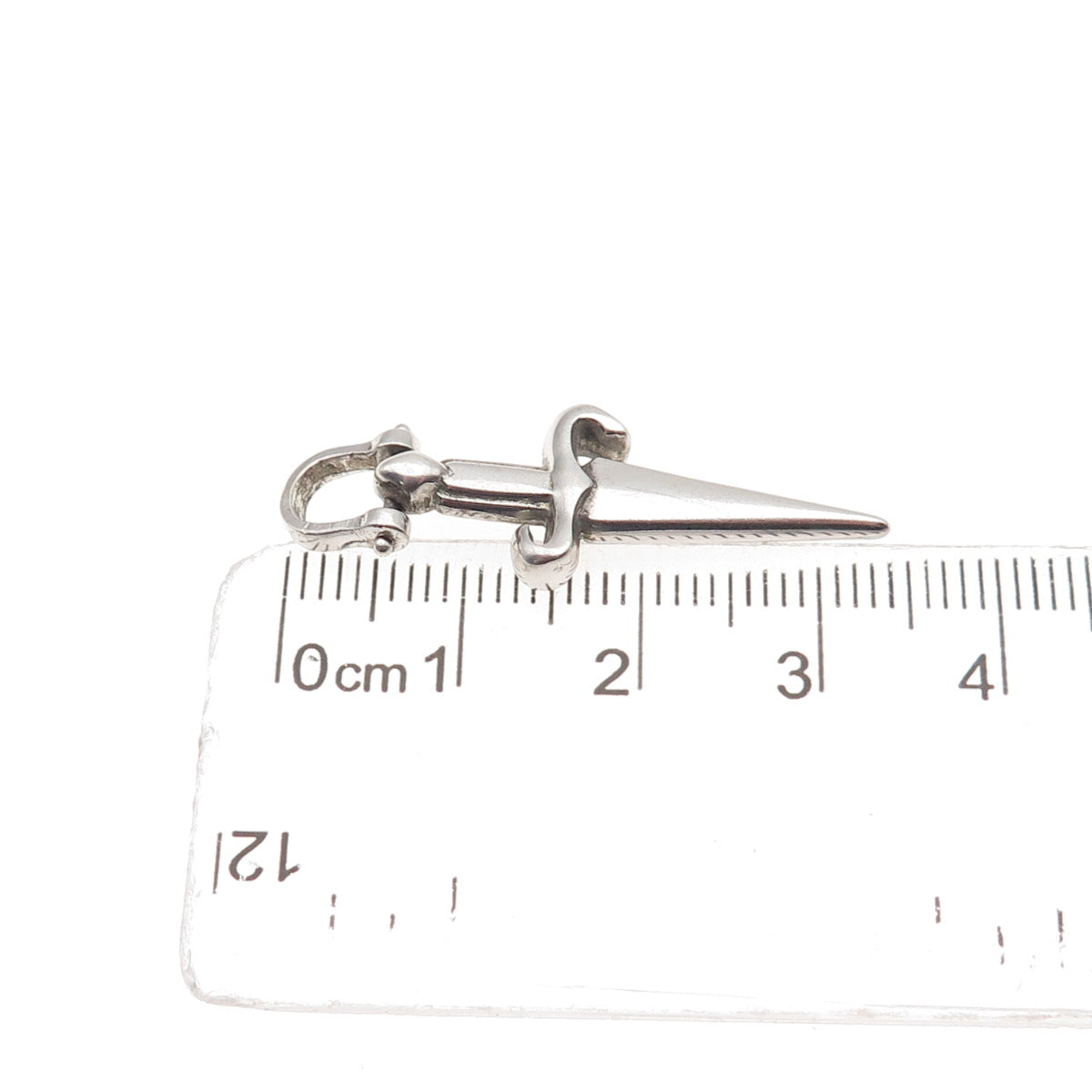 925 Sterling Silver Vintage Dagger Oxidized Charm Pendant