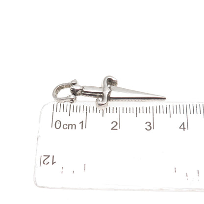 925 Sterling Silver Vintage Dagger Oxidized Charm Pendant