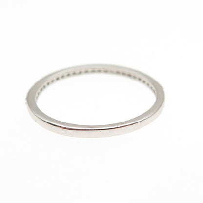 925 Sterling Silver Round-Cut C Z Half Eternity Stackable Band Ring Size 6