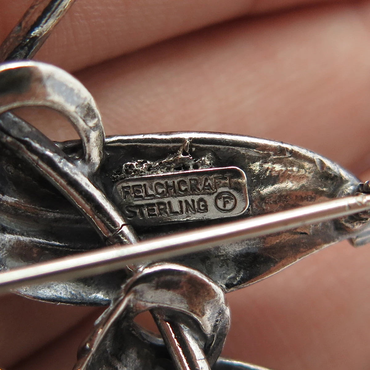 925 Sterling Silver Antique Art Deco Felchcraft Leaf Pin Brooch