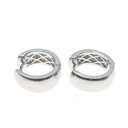 925 Sterling Silver Round-Cut C Z Heart Hoop Earrings