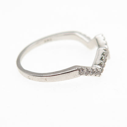 925 Sterling Silver Round-Cut C Z Zig Zag Ring Size 7