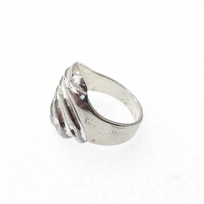 LISA LEE CREATIONS 925 Sterling Silver Vintage Diamond-Cut Wing Ring Size 6
