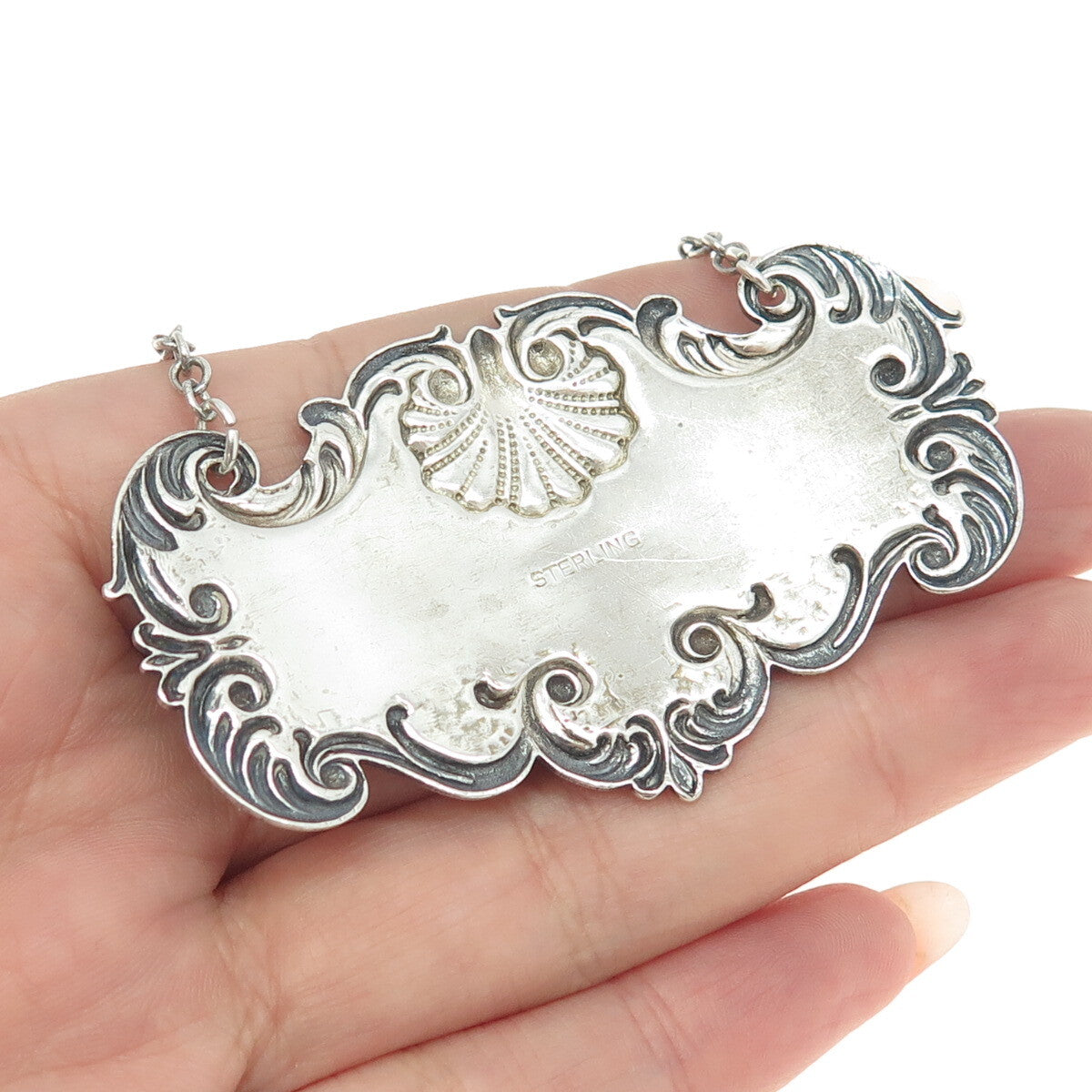 925 Sterling Silver Antique Art Deco "Rye" Bottle Tag 6"