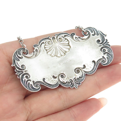 925 Sterling Silver Antique Art Deco "Rye" Bottle Tag 6"