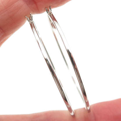 Sun 925 Sterling Silver Real Round-Cut Diamond Large Hoop Earrings