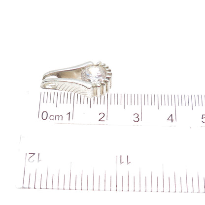 PULGA 925 Sterling Silver Round-Cut C Z Minimalist Slide Charm Pendant