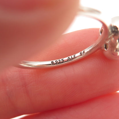 Pandora 925 Sterling Silver Faux Pearl Poetic Droplet Ring Size 7