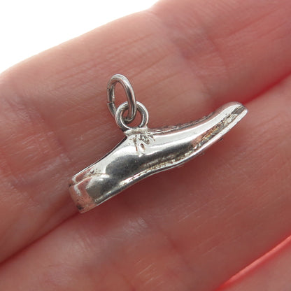 925 Sterling Silver Vintage Golf Shoe Minimalist 3D Charm Pendant