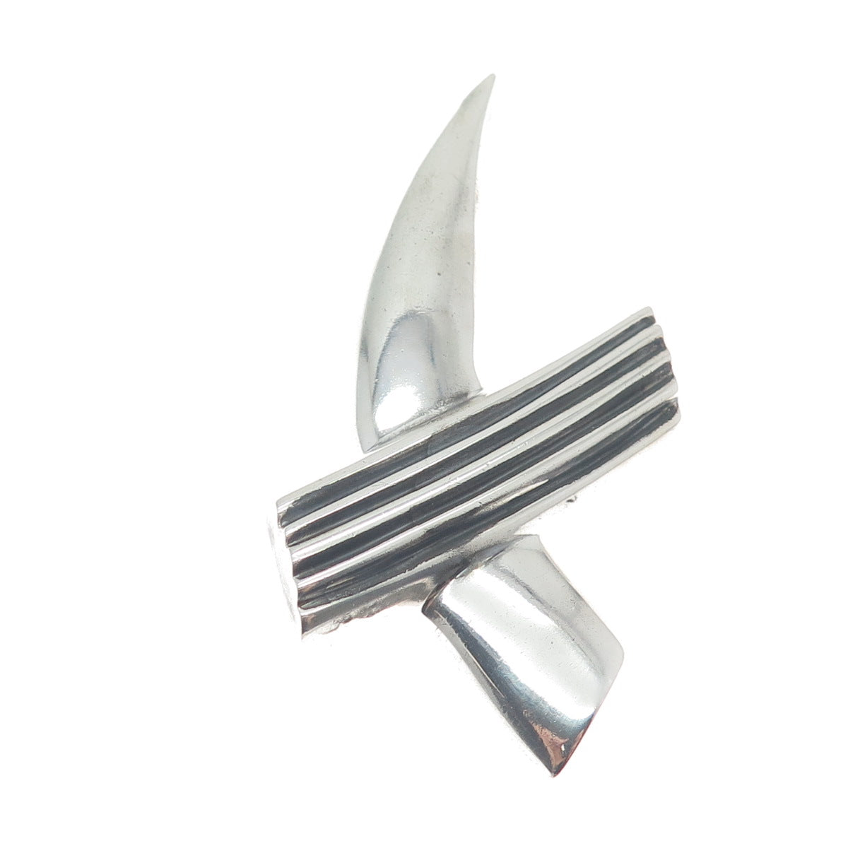 CHAPAL ZENRAY 925 Sterling Silver Vintage Modernist Letter X Oxidized Pin Brooch