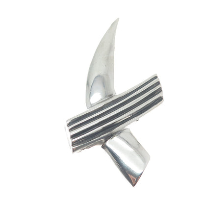 CHAPAL ZENRAY 925 Sterling Silver Vintage Modernist Letter X Oxidized Pin Brooch