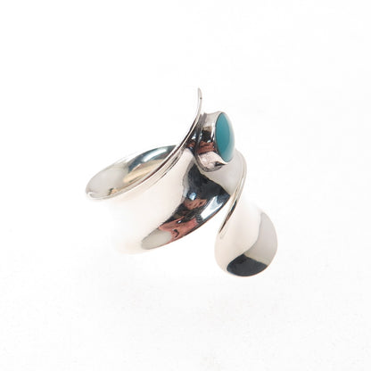 925 Sterling Silver Vintage HOB Mexico Real Turquoise Adjustable Ring Size 5.75