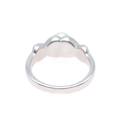 925 Sterling Silver Vintage Real Pearl Modernist Crisscross Ring Size 8