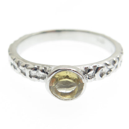 FADI 925 Sterling Silver Checkered Citrine Gem Letter "C" Floral Ring Size 8