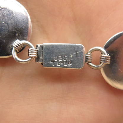 925 Sterling Silver Vintage Mexico Hemisphere Link Bracelet 7 3/4"