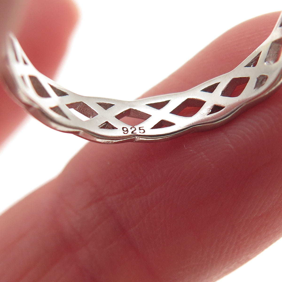925 Sterling Silver Vintage Woven Band Ring Size 7