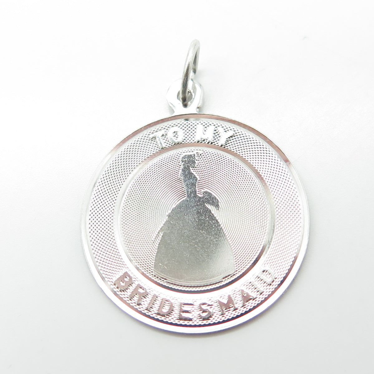 925 Sterling Silver Vintage "To My Bridesmaid" Round Pendant