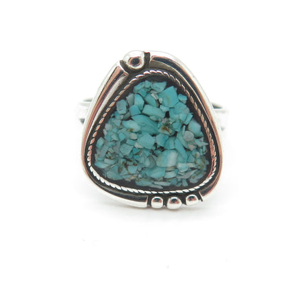 BELL TRADING POST Old Pawn Sterling Silver Vintage Turquoise Inlay Ring Size 5