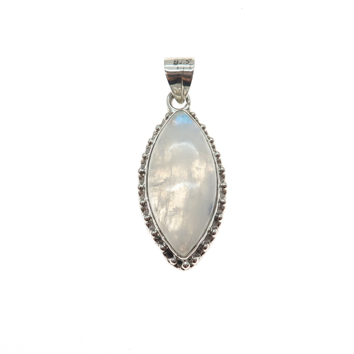 925 Sterling Silver Vintage Real Moonstone Beaded Charm Pendant