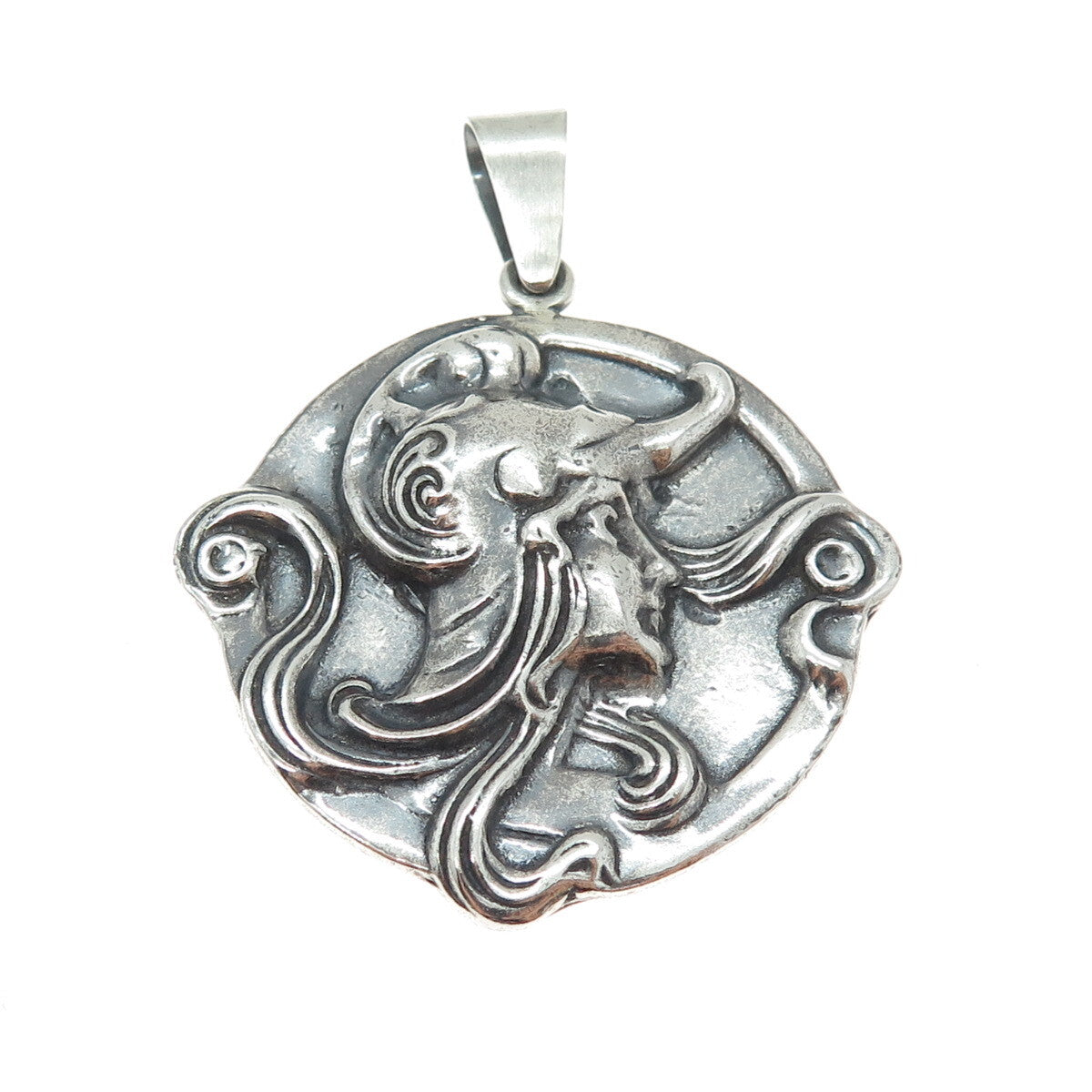925 Sterling Silver Vintage Woman Warrior Oxidized Pendant
