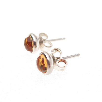 Pandora 925 Sterling Silver Real Citrine November Birthstone Stud Earrings